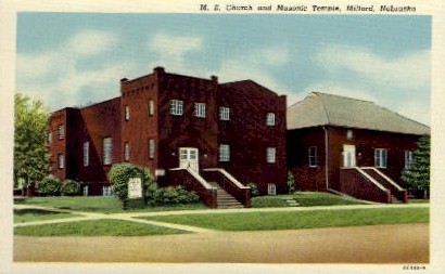 M.E. Church and Masonic Temple - Milford, Nebraska NE Postcard