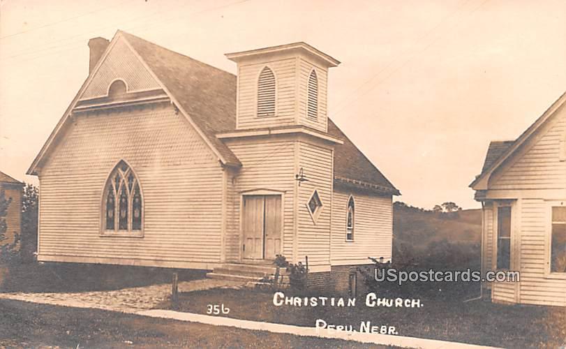 Christian Church - Peru, Nebraska NE Postcard