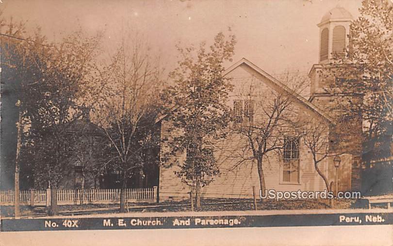 ME Church and Parsonage - Peru, Nebraska NE Postcard
