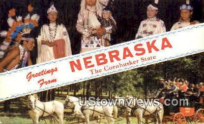 Greetings from, NE   ;   Greetings from, Nebraska Postcard