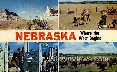 Where the West Begins - Greetings from, Nebraska NE Postcard