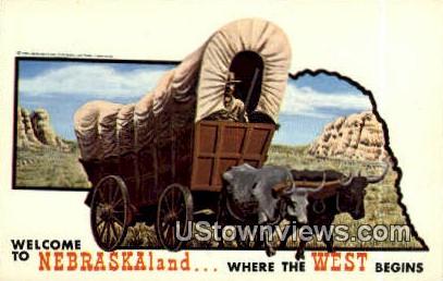 Conestoga Wagon - Where the West Begins, Nebraska NE Postcard