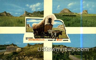 Jail & Courthouse Rocks - Oregon Trail, Nebraska NE Postcard