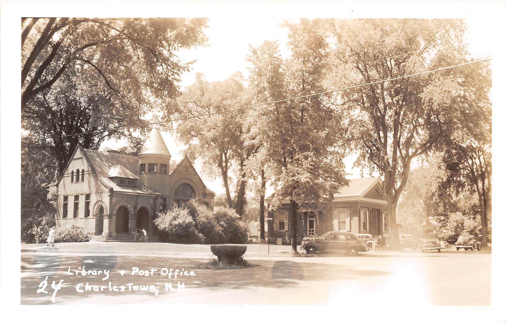 Library & Post Office - Charlestown, New Hampshire NH Postcard