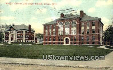 Public Library & High School - Dover, New Hampshire NH Postcard