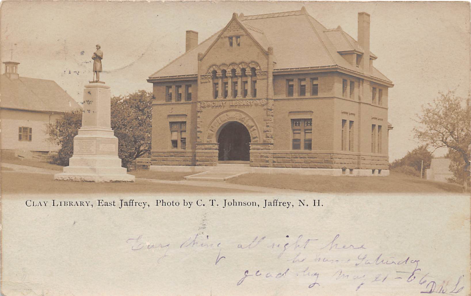 Clay Library - East Jaffrey, New Hampshire NH Postcard
