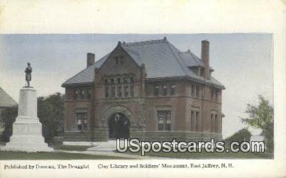 Clay Library & Soldiers' Monument - East Jaffrey, New Hampshire NH Postcard
