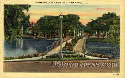 Bridge, Sunset Lake - Asbury Park, New Jersey NJ Postcard