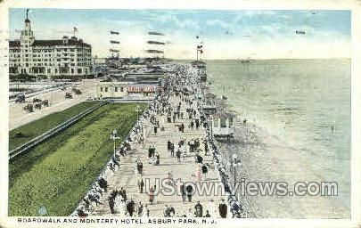Boardwalk, Monterey Hotel - Asbury Park, New Jersey NJ Postcard