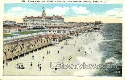 Boardwalk, Hotel Monterey - Asbury Park, New Jersey NJ Postcard