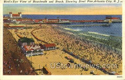 Boardwalk, Steel Pier - Atlantic City, New Jersey NJ Postcard