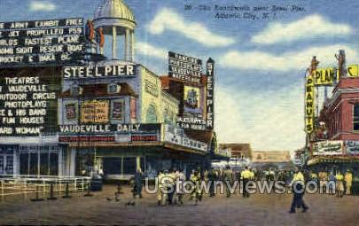 Boardwalk, Steel Pier - Atlantic City, New Jersey NJ Postcard