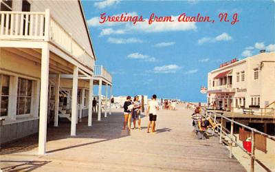 Boardwalk Scene Avalon, New Jersey Postcard