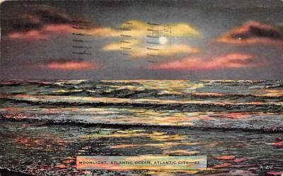 Moonlight, Atlantic Ocean Atlantic City, New Jersey Postcard