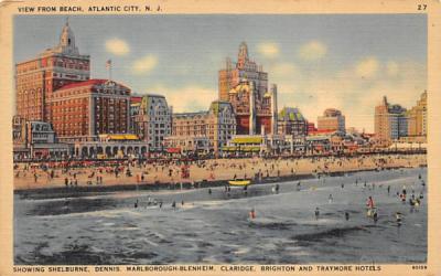 Veiw from Beach Atlantic City, New Jersey Postcard