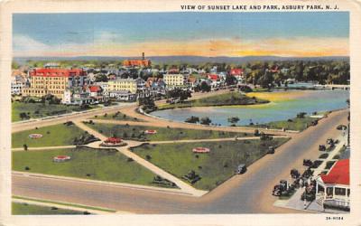 View of Sunset Lake and Park Asbury Park, New Jersey Postcard