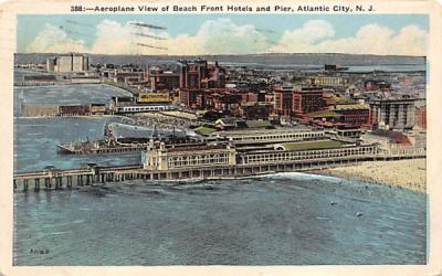 Aeroplane View of Beach Front Hotel and Pier Atlantic City, New Jersey Postcard