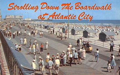 Strolling Down the Boardwalk  Atlantic City, New Jersey Postcard