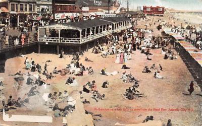 Bathers taking a Sun Bath as seen from Steel Pier Atlantic City, New Jersey Postcard