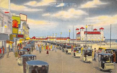 Chair Parade at Night Atlantic City, New Jersey Postcard