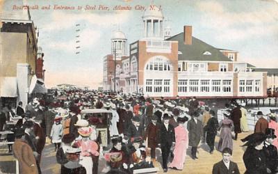 Boardwalk and Entrance to Steel Pier Atlantic City, New Jersey Postcard