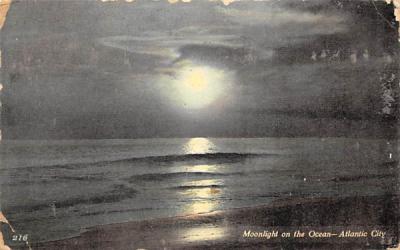 Moonlight on the Ocean Atlantic City, New Jersey Postcard