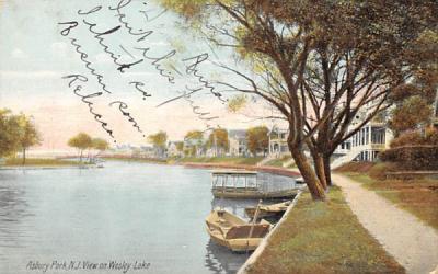 View on Wesley Lake Asbury Park, New Jersey Postcard