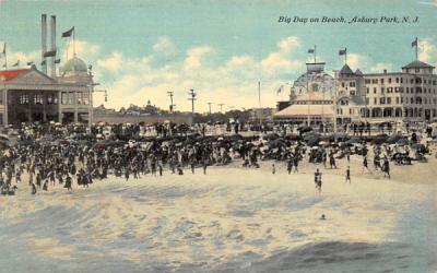 Big Day on Beach Asbury Park, New Jersey Postcard
