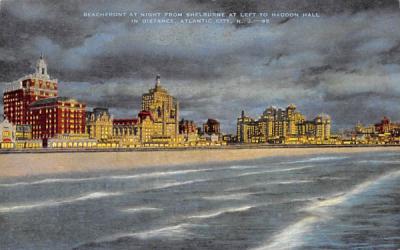 Beachfront at Night from Shelburne  Atlantic City, New Jersey Postcard