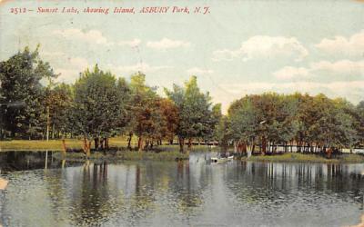 Sunset Lake, showing Island Asbury Park, New Jersey Postcard