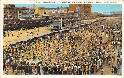 Municipal Physical Culture Class, on Beach Atlantic City, New Jersey Postcard