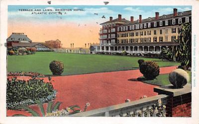 Terrace and Lawn, Brighton Hotel Atlantic City, New Jersey Postcard