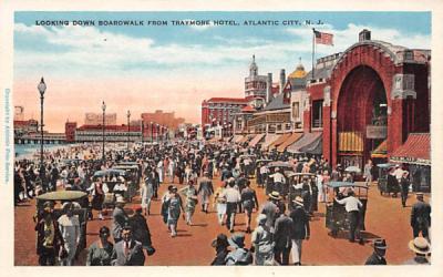 Looking Down Boardwalk from Traymore Hotel Atlantic City, New Jersey Postcard