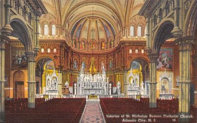 Interior of St. Nicholas Roman Catholic Church Atlantic City, New Jersey Postcard