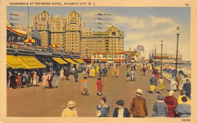 Boardwalk at Traymore Hotel Atlantic City, New Jersey Postcard