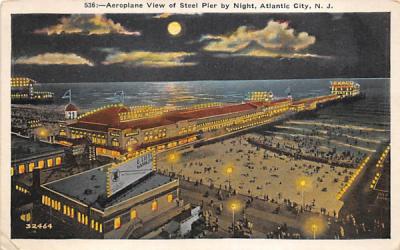 Aeroplane View of Steel Pier by Night Atlantic City, New Jersey Postcard