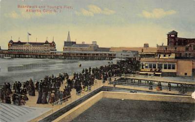Boardwalk and Young's Pier Atlantic City, New Jersey Postcard