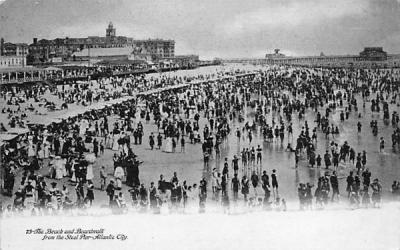 The Beach and Boardwalk from the Steel Pier Atlantic City, New Jersey Postcard