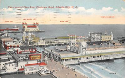 Panorama of Piers from Chalfonte Hotel Atlantic City, New Jersey Postcard