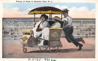 Plenty of Push in Atlantic City New Jersey Postcard