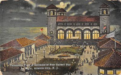 Entrance of New Garden Pier by Night Atlantic City, New Jersey Postcard