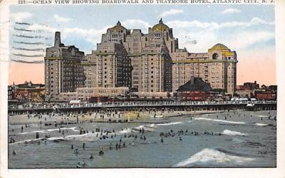 Boardwalk and Traymore Hotel Atlantic City, New Jersey Postcard