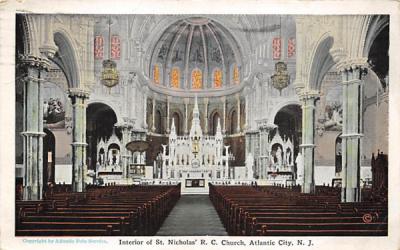 Interior of St. Nicholas R. C. Church Atlantic City, New Jersey Postcard