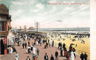 Boardwalk and Beach Atlantic City, New Jersey Postcard