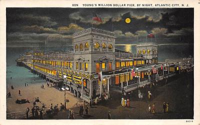 Young's Million Dollar Pier by Night  Atlantic City, New Jersey Postcard