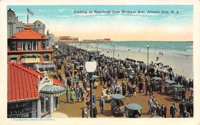Looking up Boardwalk from Michigan Ave. Atlantic City, New Jersey Postcard