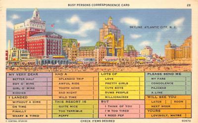 Busy Persons Correspondence Card Atlantic City, New Jersey Postcard