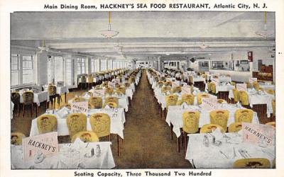 Main Dining Room, Hackney's Sea Food Restaurant Atlantic City, New Jersey Postcard
