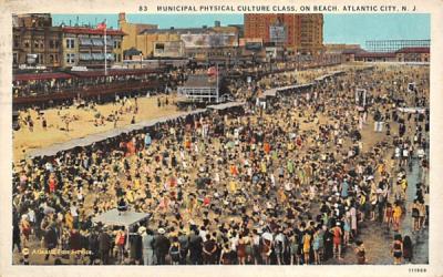 Municipal Physical Culture Class, on Beach Atlantic City, New Jersey Postcard