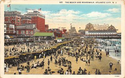 The Beach and Boardwalk Atlantic City, New Jersey Postcard
